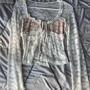 Tiger Mist White Lace Top